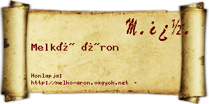 Melkó Áron névjegykártya