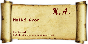 Melkó Áron névjegykártya
